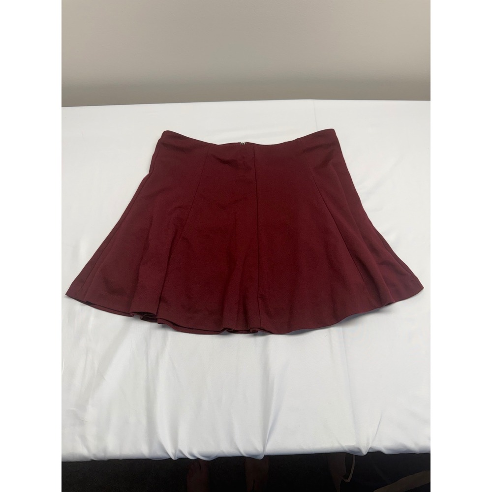 Banana Republic Petite 10 Burgundy Pleated Mini Skirt A-Line Wine Red Career - Picture 2 of 12